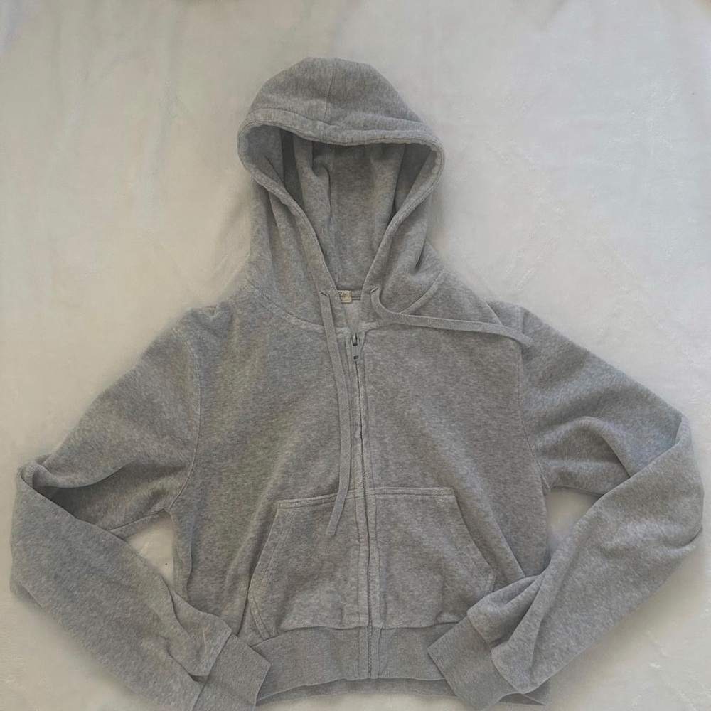 Cropped pac sun grey zip up hoodie